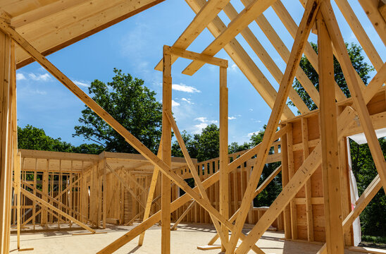  Wooden Frame At Home Under Construction 