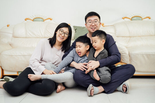 Portrait of happy aisan family