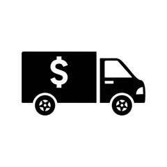 Car transport automobile dollar icon | Black Vector illustration |