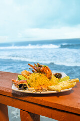 Mariscos en la playa de El Salvador 