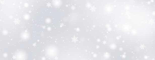 Naklejka na ściany i meble Decorative christmas background with bokeh lights and snowflakes