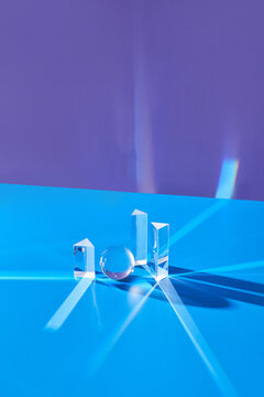 Light reflecting from various crystal prisms.