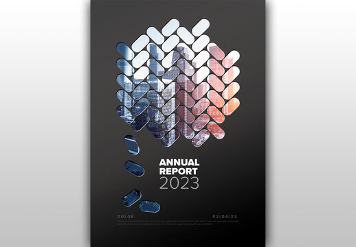 Dark Annual Report Front Cover Page Template with Photo and Oval Masks