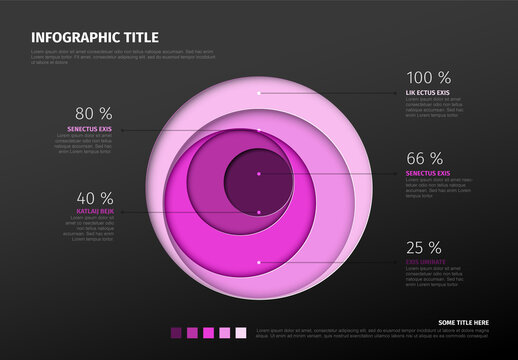 Dark Infographic Template with Percentages and Purple Accent