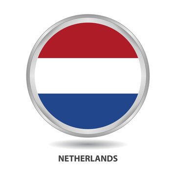 Netherlands round flag design is used as badge, button, icon, wall painting