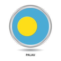 Palau round flag design is used as badge, button, icon, wall painting