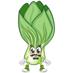 vector illustration of cartoon character of lettuce mustache and bow tie