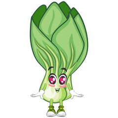 vector illustration of cartoon character of lettuce in love