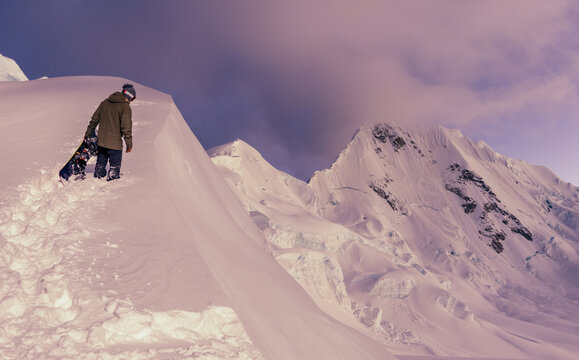 snowboard adventure in high mountains 