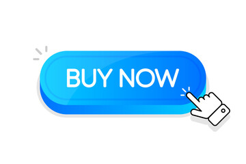 Buy Now 3d button. Mouse touched button for buying product. Vector illustration.
