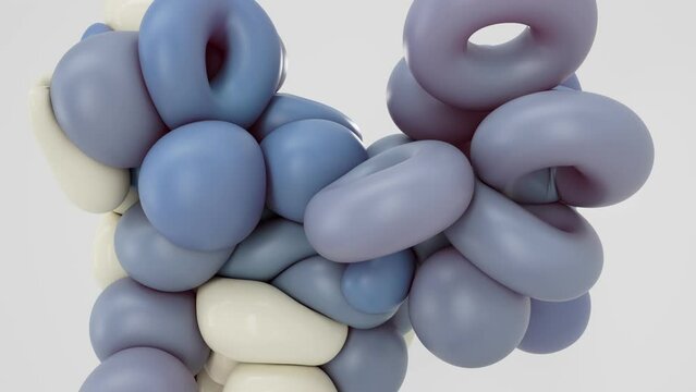 Abstract cloth shapes colliding with each other. 4K animation.