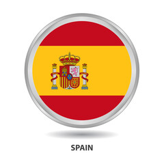 Obraz premium Spain round flag design is used as badge, button, icon, wall painting