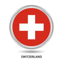 Switzerland round flag design is used as badge, button, icon, wall painting