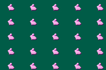 little rabbit pattern on the dark green background