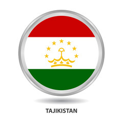 Tajikistan round flag design is used as badge, button, icon, wall painting