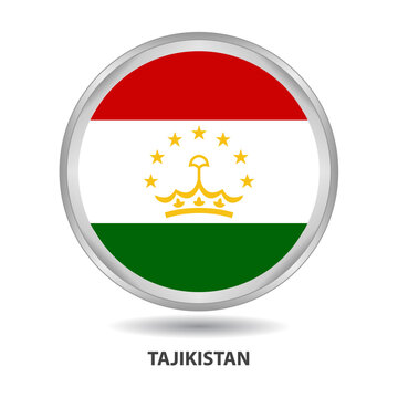 Tajikistan round flag design is used as badge, button, icon, wall painting