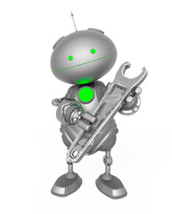 mini bot is holding a wrench front view