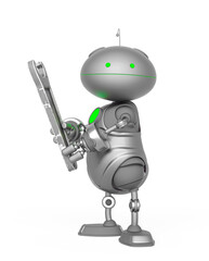 mini bot is holding a wrench