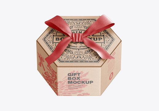 Gift Hexagonal Box Mockup