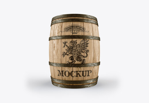 Wooden Barrel Mockup