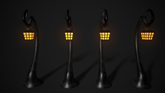 Antique lamp isolated on the background of halloween 3d-rendering.