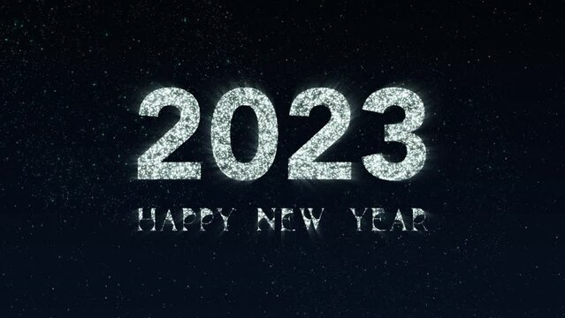 Happy New Year tittle animation. Happy New Year 2023 Greetings Card Abstract Blinking Sparkle Glitter Particle
