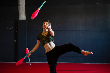 Female training her agility