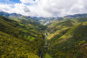 Romanian landscape in summer. Apuseni Mountains, drone view