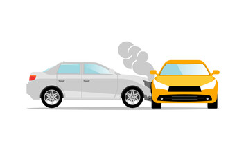 Fototapeta na wymiar Car accident speed crash vector top view cartoon icon. Car crash concept illustration