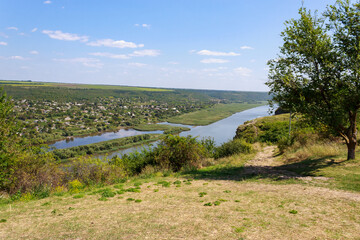 Wide river. Eastern european background with copy space for text or lettering. Ideal for fishing and rafting.
