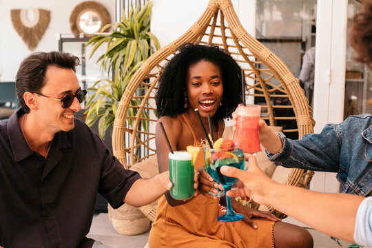 Friends making a toast at a party