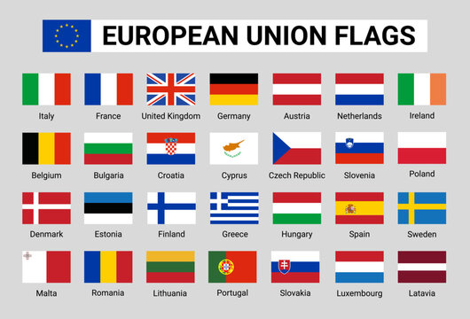 European union flag icon. Germany Austria Belgium Poland european nation world union EU flags symbol.