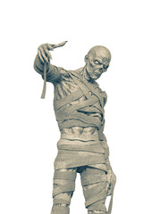 mummy is doing a hiphop pose like a gangster in white background