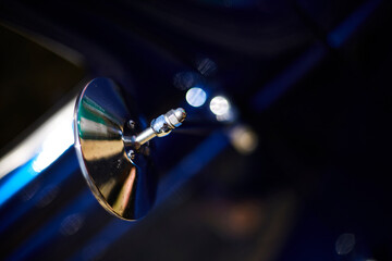 Abstract view of vintage car mirror