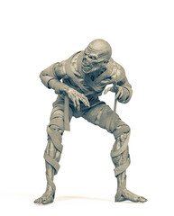 mummy is walking and looking for food in white background