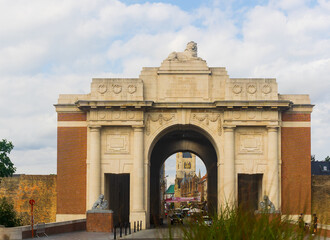 Fototapeta na wymiar View at the Menin Gate Monument (World War Memorial) in Ypres, Belgium