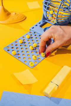 lottery balls and hands