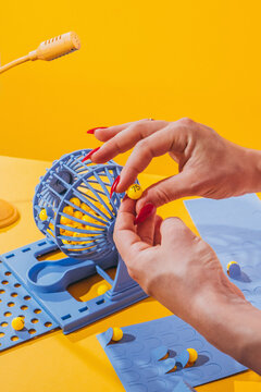lottery game and hands