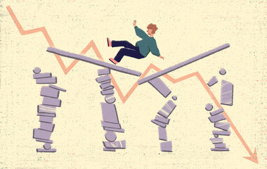 Economic financial crisis illustration concept