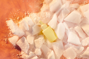 Concept summertime beauty product with copy space, top view.