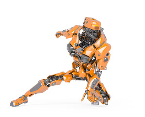 master robot you are crouched in white background