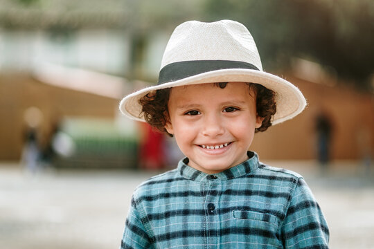 Portrait of Colombian child smiling happily