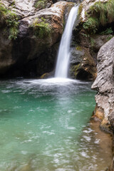 Val Vertova waterfalls, Italy. Waterfalls with clear and clean water.