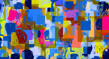 People grunge collage Illustration with Magenta