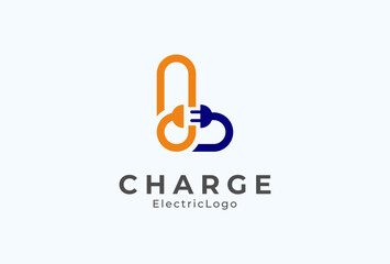 Letter L Electric Plug Logo, Letter L and Plug combination, flat design logo template element, vector illustration
