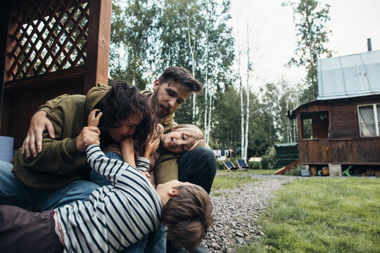 Family in the backyard