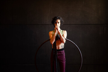 Close-up of a circus performer