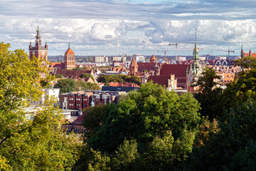 Naklejka premium Scenic summer panorama in Gdansk