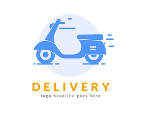 Fototapeta premium Express bike delivery scooter vector icon. Motorbike pizza fast food delivery free express shipment