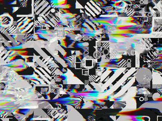 Unique TV set glitch background with copy space